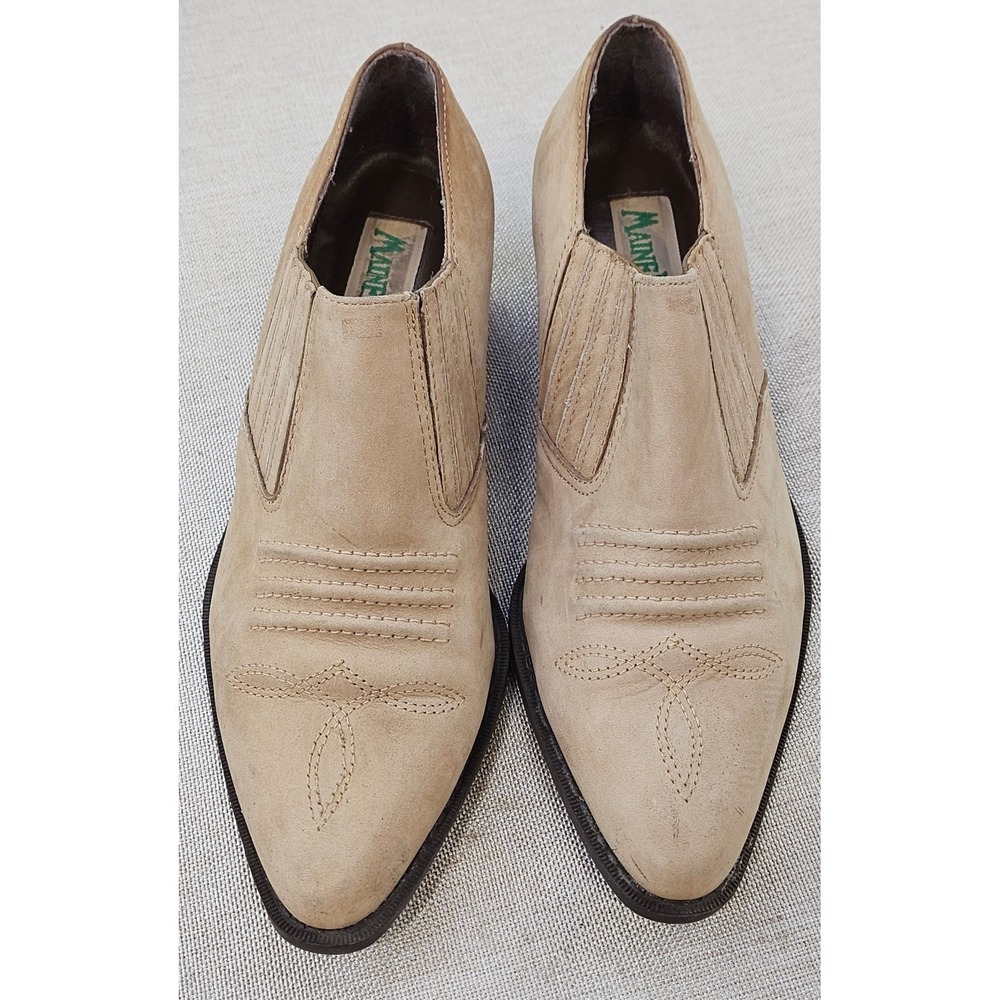 Maine Woods Dillon Tan Leather Western Ankle Boots Womens 6 Pointed Toe Booties